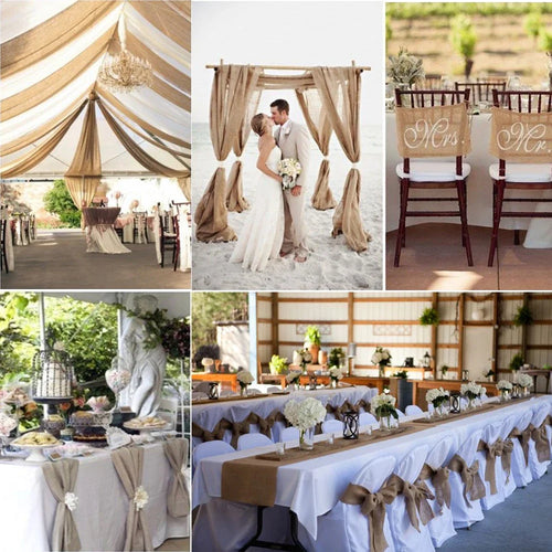 Jute table runner rustic wedding decoration - vue 7 sur 7