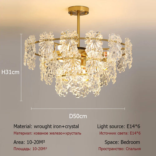 Modern crystal chandelier with floral design pendant light - vue 10 sur 9