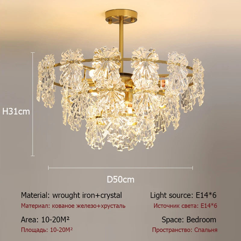 Modern crystal chandelier with floral design pendant light - vue 9 sur 9
