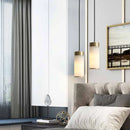 Retro copper pendant light with marble shade for indoor and garden
