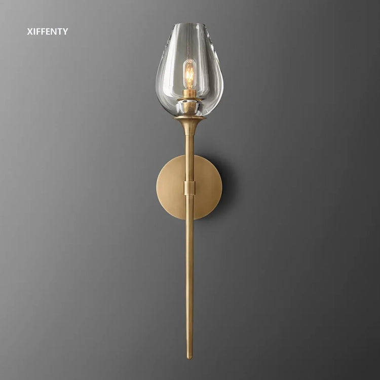 Decorative brass and crystal LED wall light for indoor use