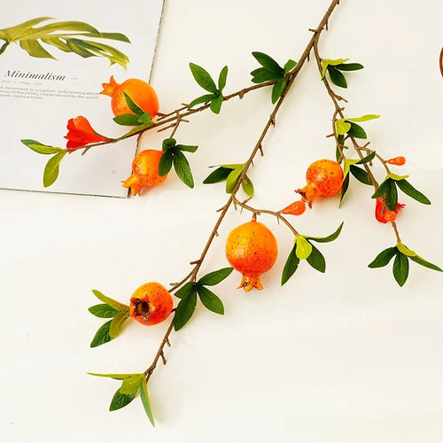 Artificial green plant with 5 pomegranate heads for interior decoration - vue 9 sur 8