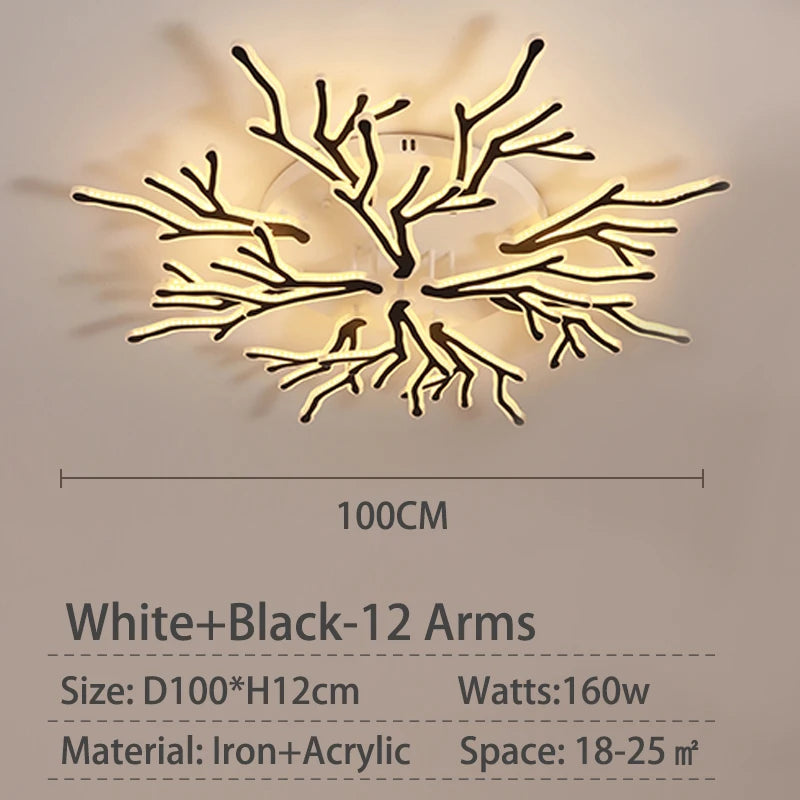 Modern creative branch-shaped iron chandelier for interior decor