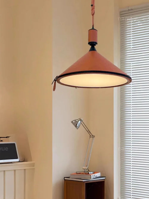 Modern minimalist luxury leather pendant light - vue 5 sur 18