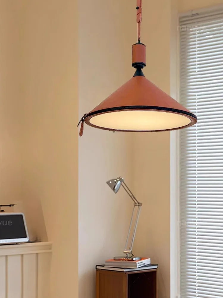 Modern minimalist luxury leather pendant light - vue 4 sur 18