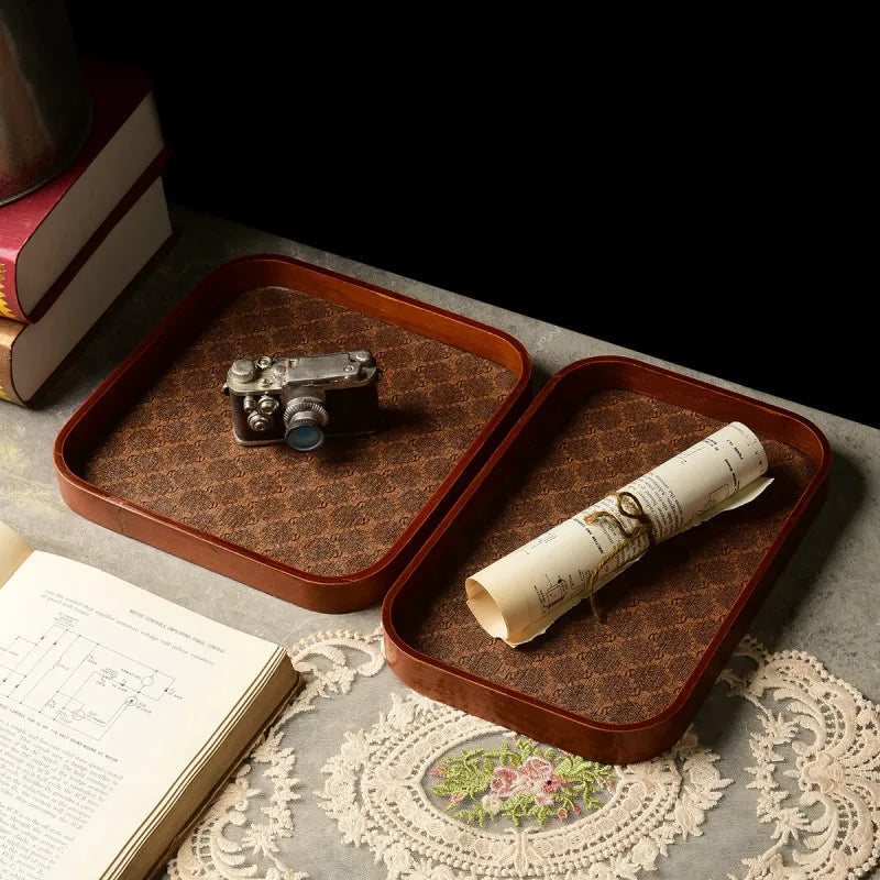 Luxury leather tea tray for decorative storage and jewellery