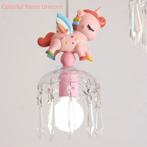 Pegasus unicorn cartoon pendant light for children - vue 6 sur 8