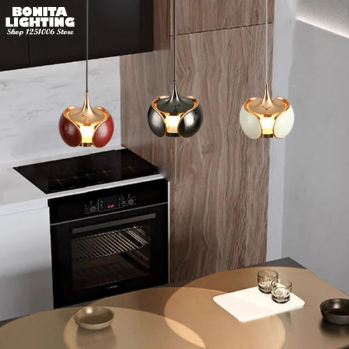 Nordic LED pendant light with liftable beetle lens decorative