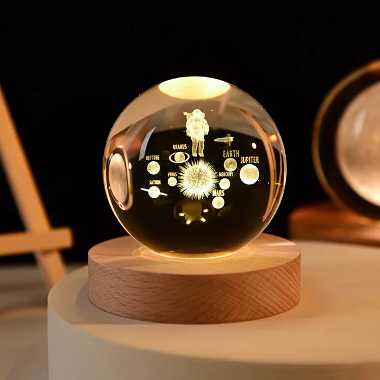 3D crystal ball solar system engraved decorative gift - vue 9 sur 32