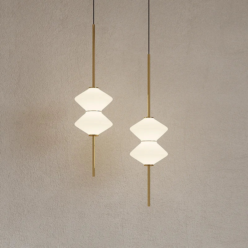Modern glass LED pendant lamp with adjustable metal wire