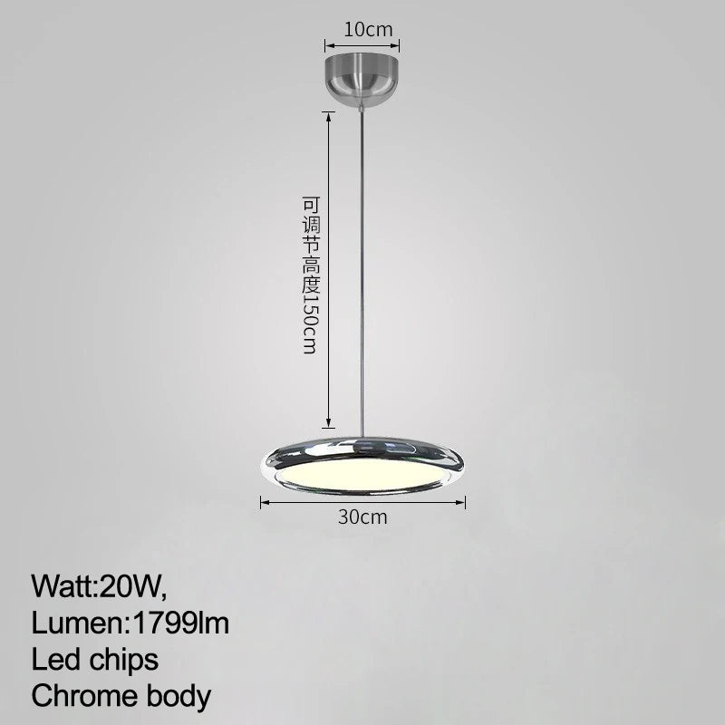 Modern minimalist luxury round LED pendant light with dimming