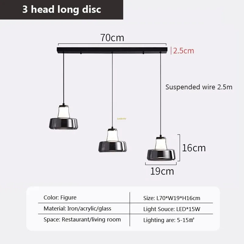 Multi-head glass pendant light for modern interiors - vue 19 sur 23