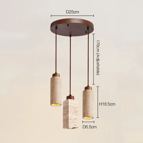 Set of 3 natural wabi sabi LED pendant lights - vue 7 sur 14