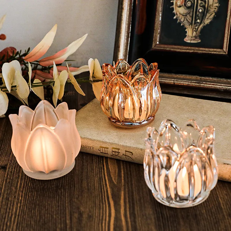 Vintage glass candle holder for weddings and handcrafted decor
