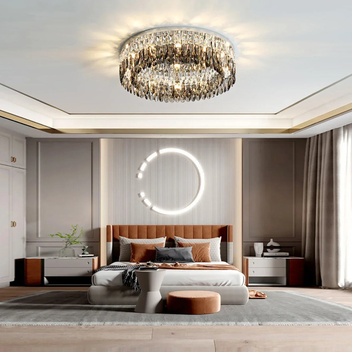 Modern LED crystal chandelier with elegant design for interior décor - vue 5 sur 18