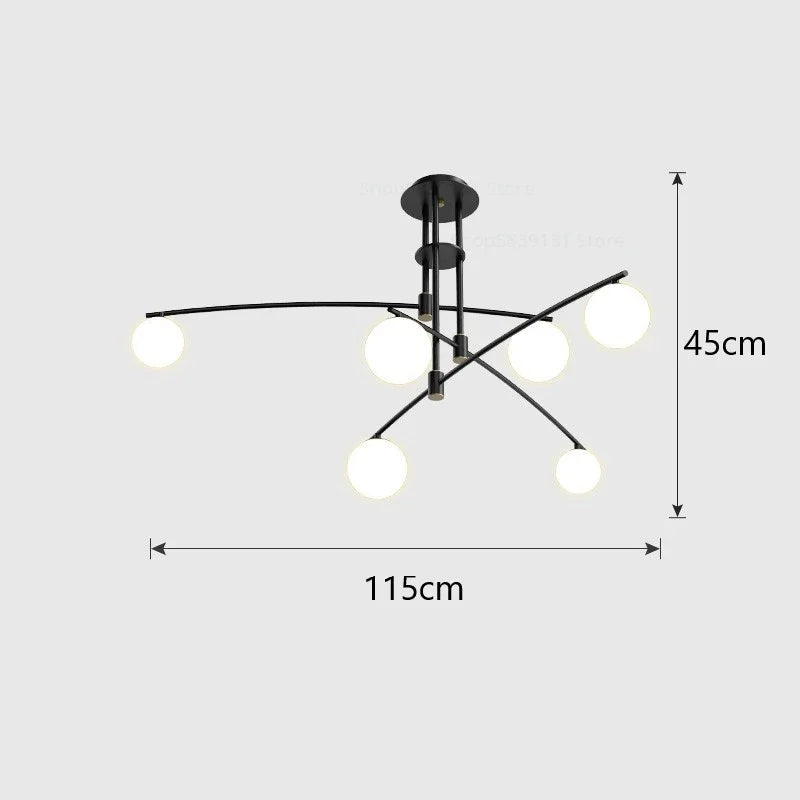 Modern LED glass chandelier Youlaike for living room and kitchen - vue 10 sur 12