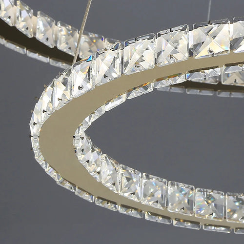 Modern crystal glass chandelier with LED star light - vue 6 sur 13