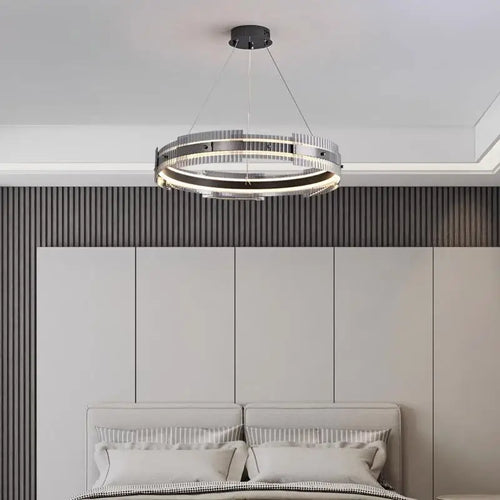 Minimalist decorative striped glass chandelier for interiors - vue 2 sur 7