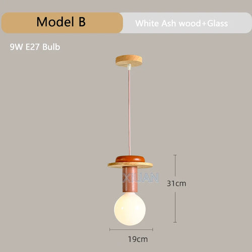 Modern wooden chandelier with LED for home - vue 13 sur 13