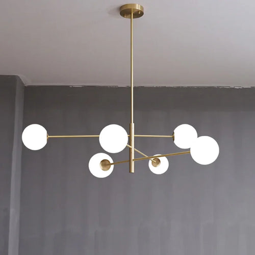 Nordic copper chandelier with creative glass and magic bean design - vue 6 sur 12