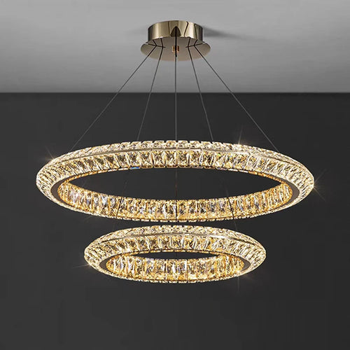 Modern gold crystal chandelier for elegant interiors - vue 2 sur 11