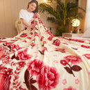 Lightweight fleece throw with floral check pattern for living room