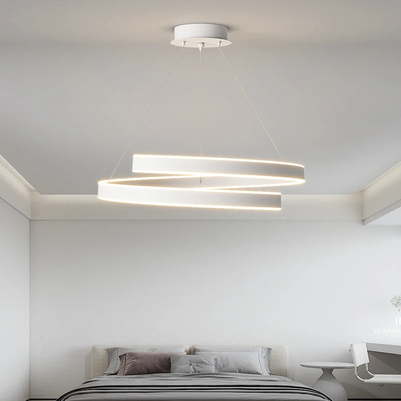 Tondi simple black/white chandelier for living room, dining room, kitchen – round interior lighting