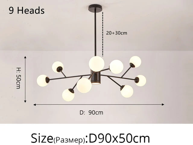 Nordic glass chandelier magic bean designer home decor - vue 12 sur 14
