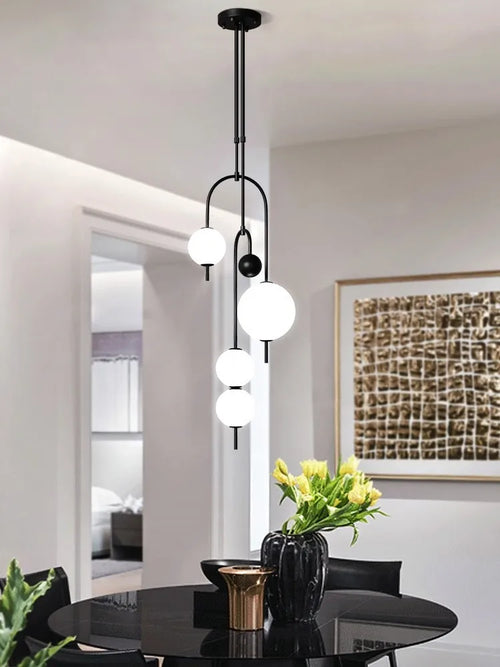 Iron and glass LED chandelier for interior decoration - vue 2 sur 8