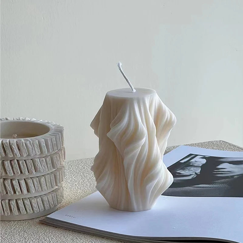 creative geometric wave decorative scented candle for home