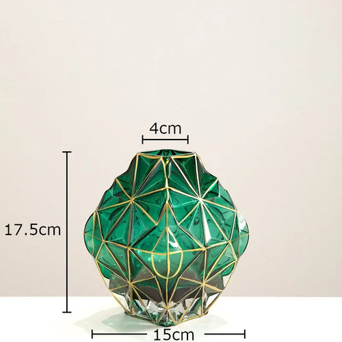 gold-plated striped glass vase for elegant floral decoration - vue 10 sur 10