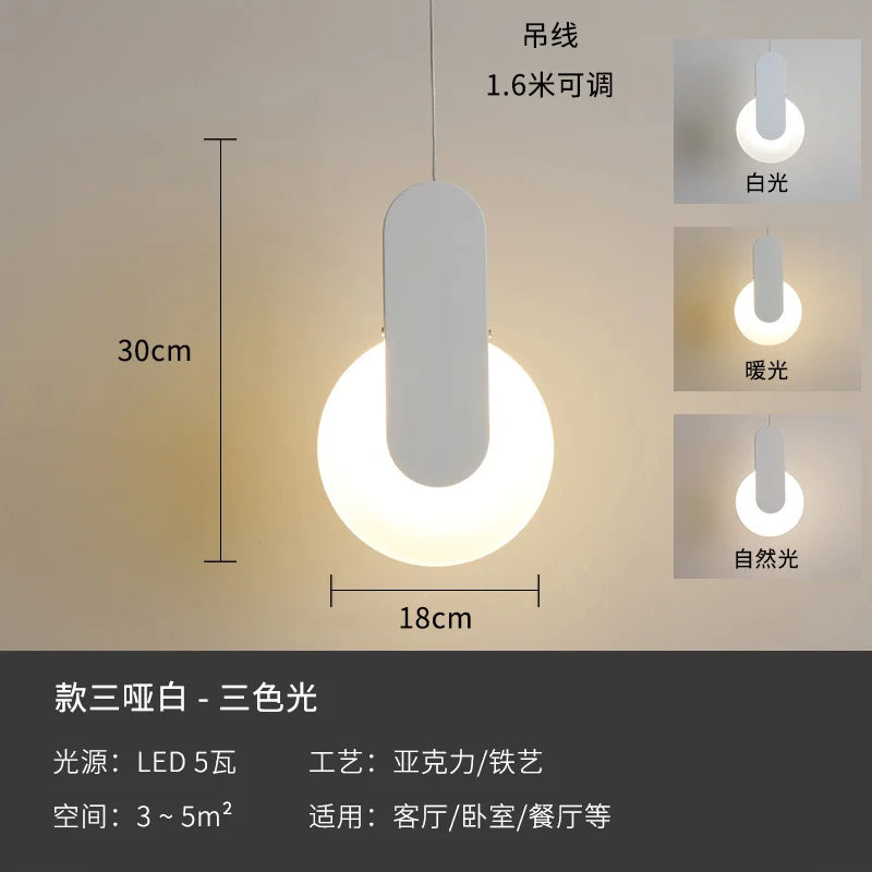 Modern geometric LED acrylic moon pendant light - vue 10 sur 24