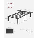 VASAGLE Single Bed Frame, Metal Bed Frame, with Bedside Shelves, Guest Bed Frame, for 90 x 190 cm Mattresses, Easy Assembly