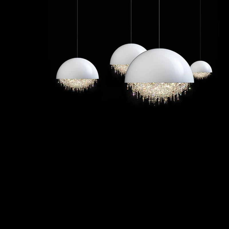 Chic metal and crystal pendant light with unique modern design