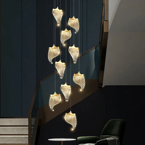 Suspended LED chandelier for modern indoor lighting - vue 2 sur 14