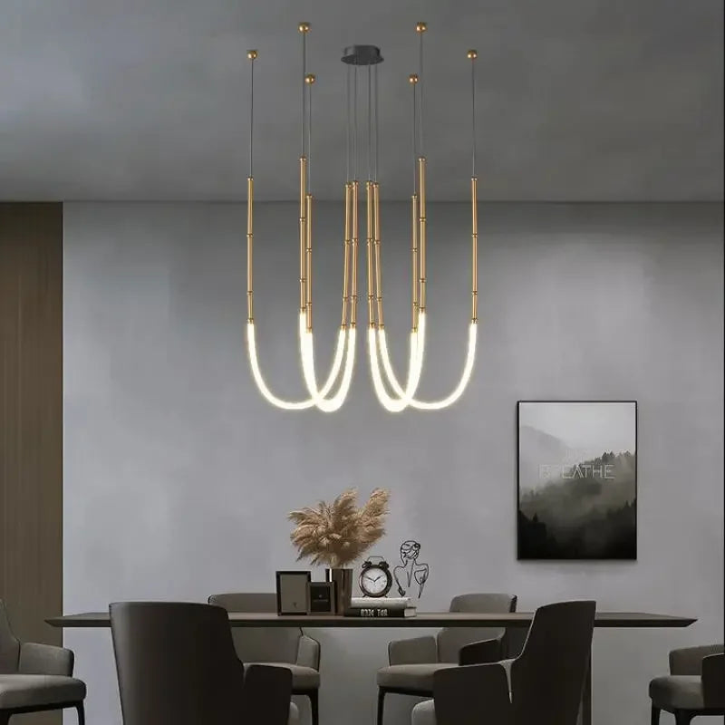 Modern Italian minimalist bamboo LED chandelier