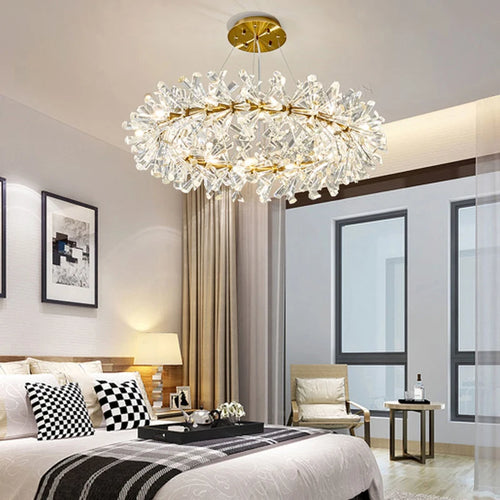 Modern luxury round crystal pendant chandelier - vue 10 sur 10