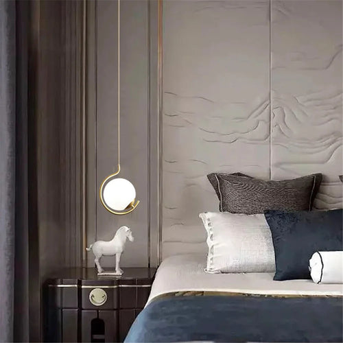 Nordic metal and glass pendant light with decorative LED ball - vue 5 sur 10