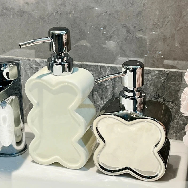 creative flower shaped ceramic bottle for gel and soap - vue 5 sur 10