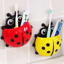 Set of 2 cute ladybird toothbrush holders for children