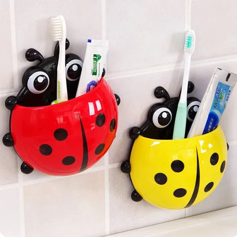 Set of 2 cute ladybird toothbrush holders for children - vue 3 sur 11