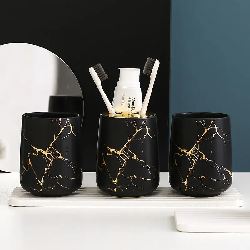 ceramic bathroom set with elegant accessories