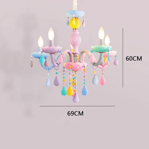 Kawaii crystal rainbow chandelier for children's bedroom decor - vue 9 sur 18