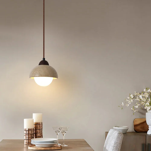 Vintage natural stone pendant chandelier with LED - vue 6 sur 6