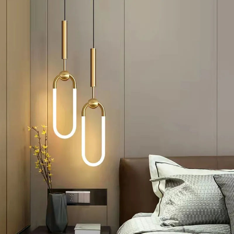 Modern ellipse height adjustable LED pendant light