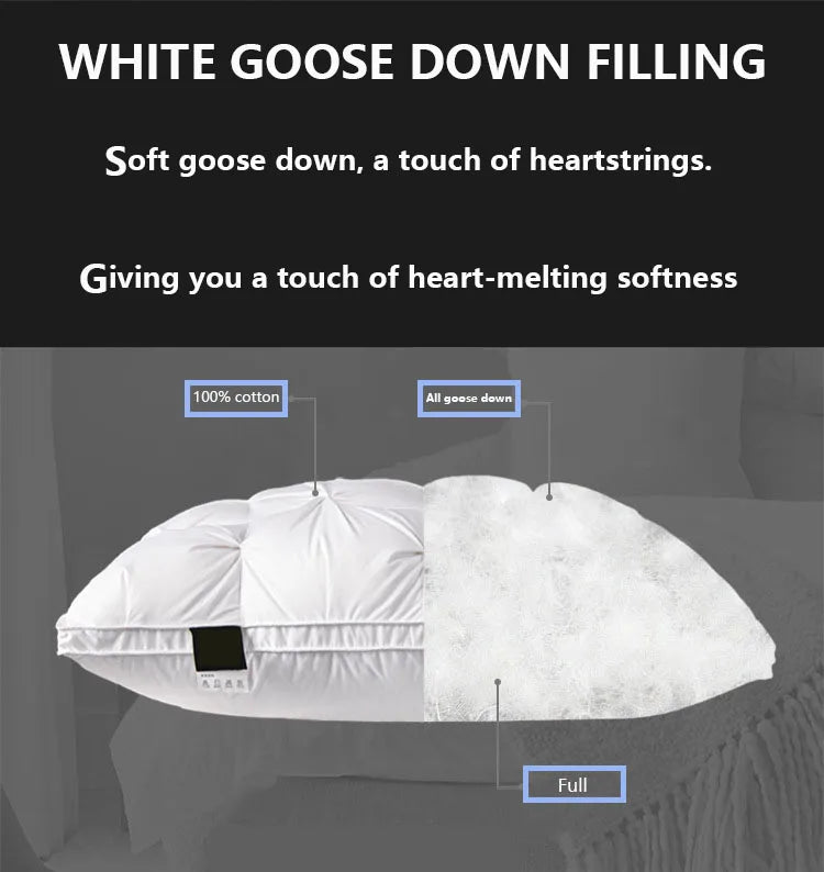 Five-star hotel down comfort pillow, 3D embossed pillow, neck support pillow, white goose down pillow core - vue 3 sur 7