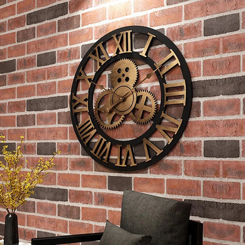 retro silent wall clock industrial style modern decoration - vue 10 sur 10