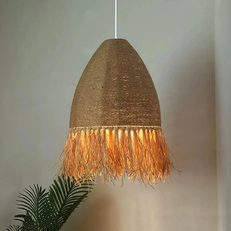 Retro rattan pendant light wabi sabi style for interior decoration