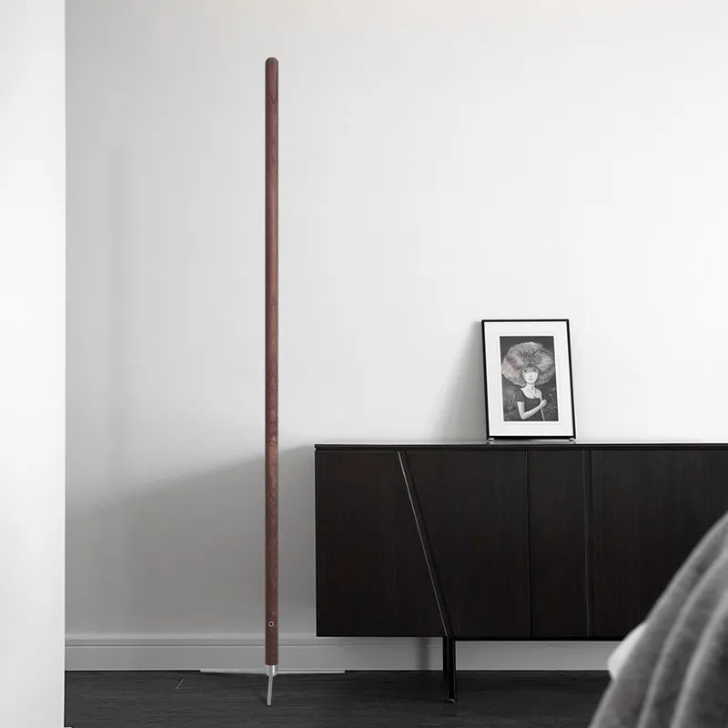 Modern wooden floor lamp with 360-degree adjustable ambient light - vue 3 sur 8