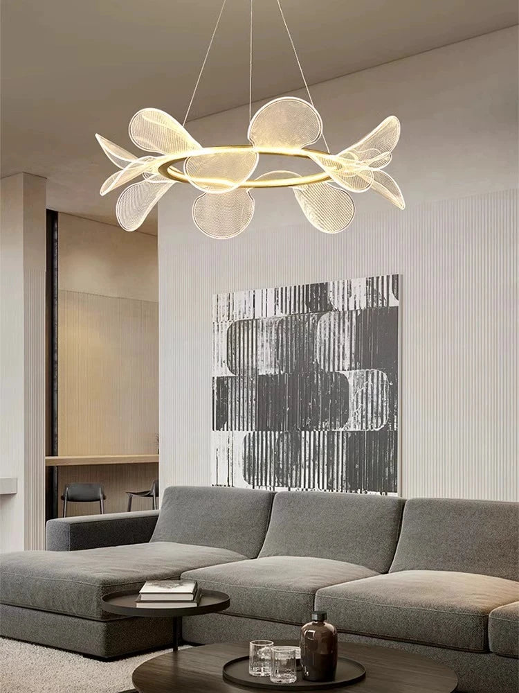 Minimalist acrylic petal design chandelier